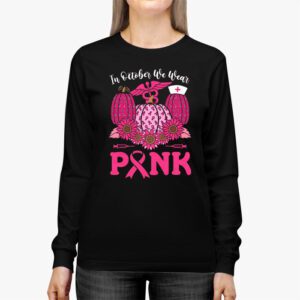 In October We Wear Pink Pumpkin Breast Cancer Awareness Longsleeve Tee 3 1