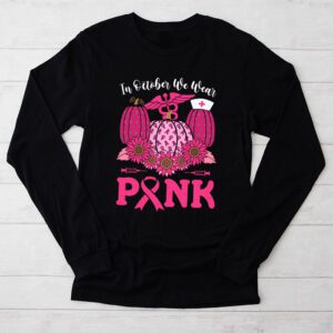 In October We Wear Pink Pumpkin Breast Cancer Awareness Longsleeve Tee