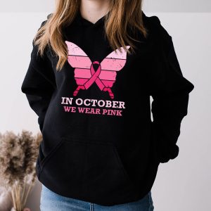 In October We Wear Pink Ribbon Breast Cancer Awareness Hoodie 3 4