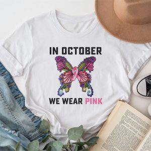 In October We Wear Pink Ribbon Breast Cancer Awareness T Shirt 1 2