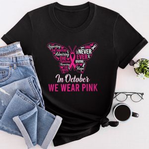 In October We Wear Pink Ribbon Breast Cancer Awareness T-Shirt