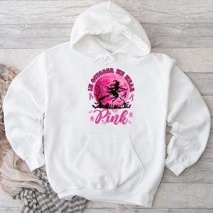 In October We Wear Pink Ribbon Witch Halloween Breast Cancer Hoodie