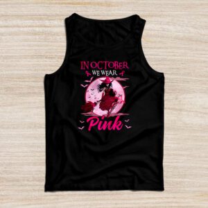 In October We Wear Pink Ribbon Witch Halloween Breast Cancer Tank Top