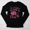 In October We Wear Pink Thanksgiving Breast Cancer Awareness Longsleeve Tee