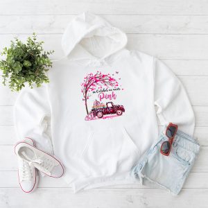 In October We Wear Pink Truck Breast Cancer Awareness Gifts Hoodie 1 3