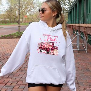 In October We Wear Pink Truck Breast Cancer Awareness Gifts Hoodie 2 1