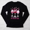 In October We Wear Pink Wine Glasses Breast Cancer Longsleeve Tee