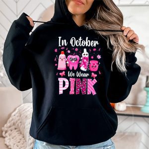 In October we Wear Pink Breast Cancer Leopard Dentist Dental Hoodie 2