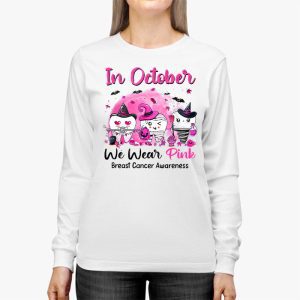 In October we Wear Pink Breast Cancer Leopard Dentist Dental Longsleeve Tee 2 2