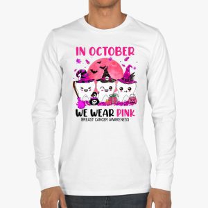 In October we Wear Pink Breast Cancer Leopard Dentist Dental Longsleeve Tee 3 1