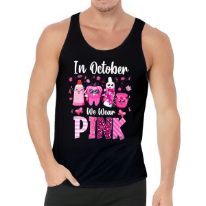 In October we Wear Pink Breast Cancer Leopard Dentist Dental Tank Top 3