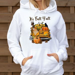 Its Fall Yall Pumpkin Truck Autumn Tree Hello Fall Hoodie 3 4