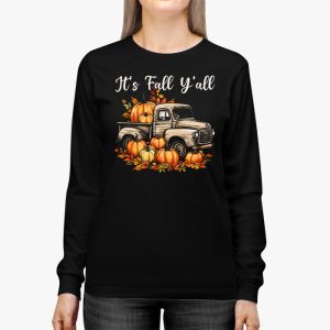 Its Fall Yall Pumpkin Truck Autumn Tree Hello Fall Longsleeve Tee 2