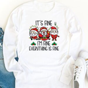 Its Fine Im Fine Everything Is Fine Christmas Santa Kids Longsleeve Tee 1