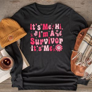 Its Me Hi Im Survivor Breast Cancer Awareness Pink Ribbon Longsleeve Tee 2 1