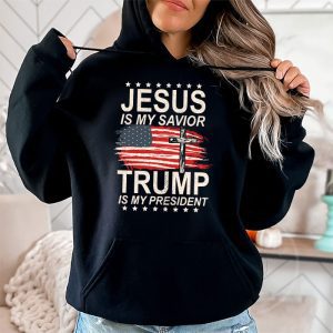 Jesus Is My Savior Trump Is My President American Flag Hoodie 2 1