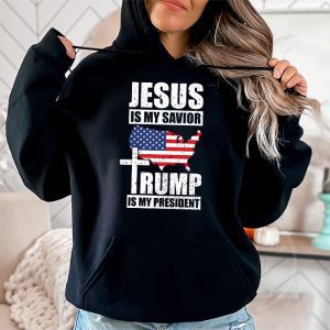 Jesus Is My Savior Trump Is My President American Flag Hoodie 2 3