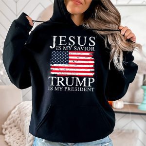 Jesus Is My Savior Trump Is My President American Flag Hoodie 2