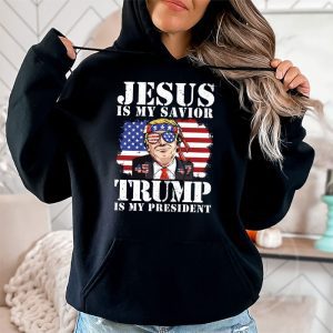 Jesus Is My Savior Trump Is My President American Flag Hoodie 2 4