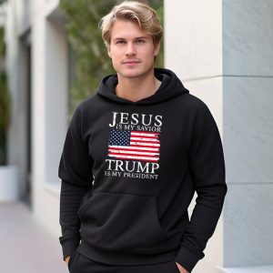 Jesus Is My Savior Trump Is My President American Flag Hoodie 3