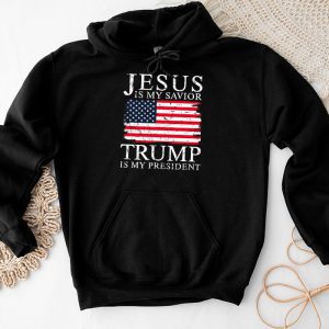 Jesus Is My Savior Trump Is My President American Flag Hoodie