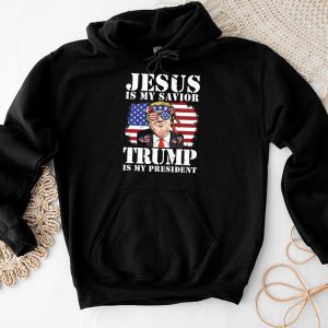 Jesus Is My Savior Trump Is My President American Flag Hoodie