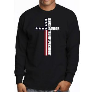 Jesus Is My Savior Trump Is My President American Flag Longsleeve Tee 3 2