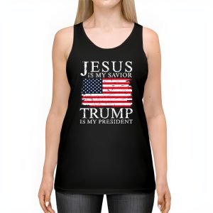 Jesus Is My Savior Trump Is My President American Flag Tank Top 2