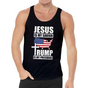 Jesus Is My Savior Trump Is My President American Flag Tank Top 3 3