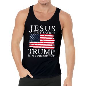 Jesus Is My Savior Trump Is My President American Flag Tank Top 3