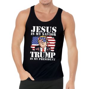 Jesus Is My Savior Trump Is My President American Flag Tank Top 3 4