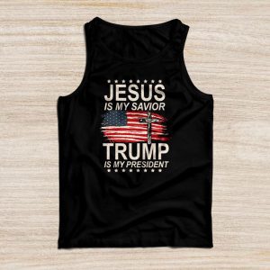 Jesus Is My Savior Trump Is My President American Flag Tank Top