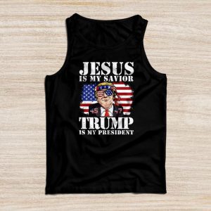 Jesus Is My Savior Trump Is My President American Flag Tank Top