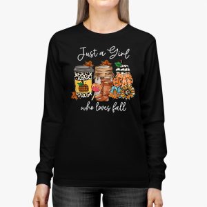 Just A Girl Who Loves Fall Pumpin Spice Latte Cute Autumn Longsleeve Tee 2 1