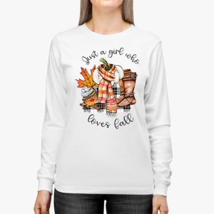 Just A Girl Who Loves Fall Pumpin Spice Latte Cute Autumn Longsleeve Tee 2 2