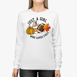 Just A Girl Who Loves Fall Pumpin Spice Latte Cute Autumn Longsleeve Tee 2 3