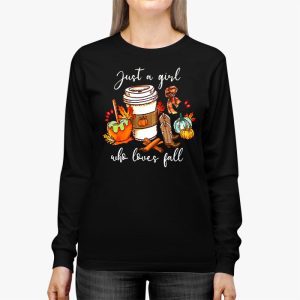 Just A Girl Who Loves Fall Pumpin Spice Latte Cute Autumn Longsleeve Tee 2