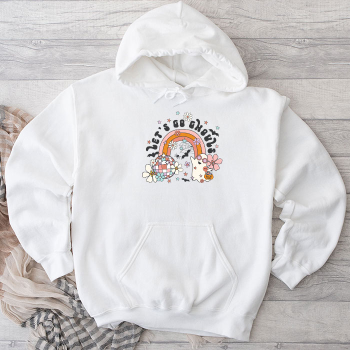 Let's Go Ghouls Halloween Ghost Outfit Costume Retro Groovy Hoodie