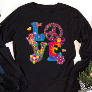 Love Peace Sign 60s 70s Costume Party Outfit Groovy Hippie Longsleeve Tee 1 4