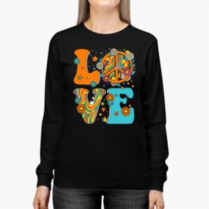 Love Peace Sign 60s 70s Costume Party Outfit Groovy Hippie Longsleeve Tee 2