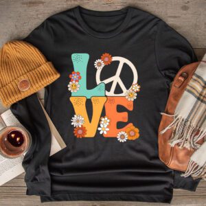 Love Peace Sign 60's 70's Costume Party Outfit Groovy Hippie Longsleeve Tee