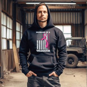 Mens Husband Of A Warrior Breast Cancer Awareness Hoodie 3