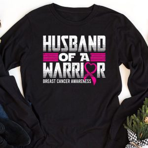 Mens Husband Of A Warrior Breast Cancer Awareness Longsleeve Tee 1 1