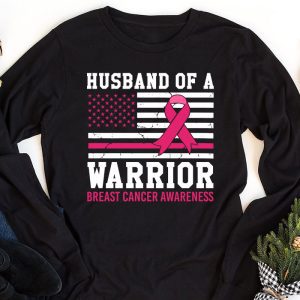 Mens Husband Of A Warrior Breast Cancer Awareness Longsleeve Tee 1 2