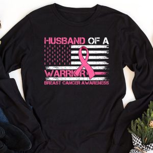 Mens Husband Of A Warrior Breast Cancer Awareness Longsleeve Tee 1 3
