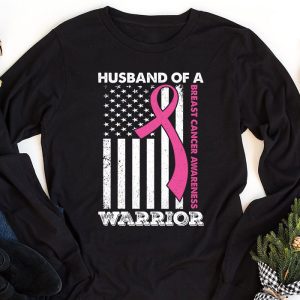 Mens Husband Of A Warrior Breast Cancer Awareness Longsleeve Tee 1