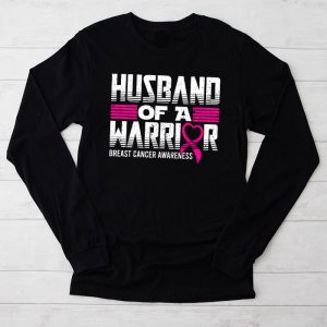 Mens Husband Of A Warrior Breast Cancer Awareness Longsleeve Tee 2 1