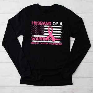 Mens Husband Of A Warrior Breast Cancer Awareness Longsleeve Tee 2 3