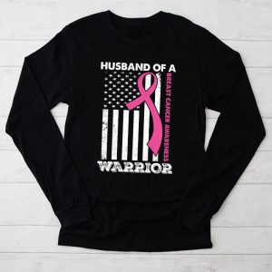 Mens Husband Of A Warrior Breast Cancer Awareness Longsleeve Tee 2