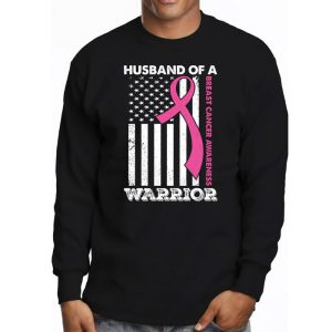 Mens Husband Of A Warrior Breast Cancer Awareness Longsleeve Tee 3